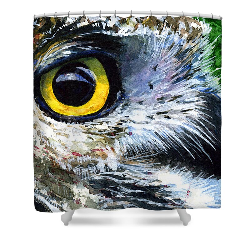 Owls Shower Curtain featuring the painting Eyes of Owl's 19 by John D Benson