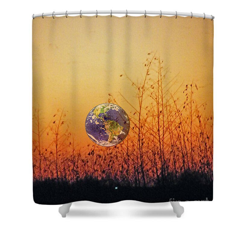 Earth Shower Curtain featuring the digital art Fade Out by Lizi Beard-Ward