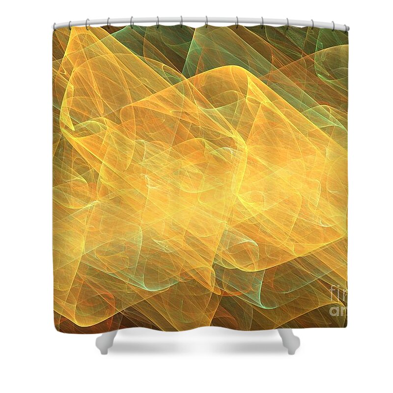 Gold Home Decor Shower Curtain featuring the digital art Fall by Kim Sy Ok