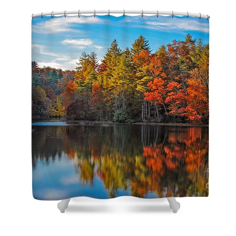 Foliage Shower Curtain featuring the photograph Fall Reflection by Ronald Lutz