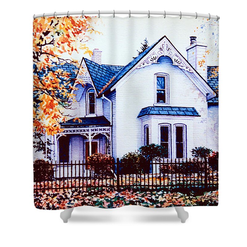 House Portrait Shower Curtain featuring the painting Family Home Portrait by Hanne Lore Koehler