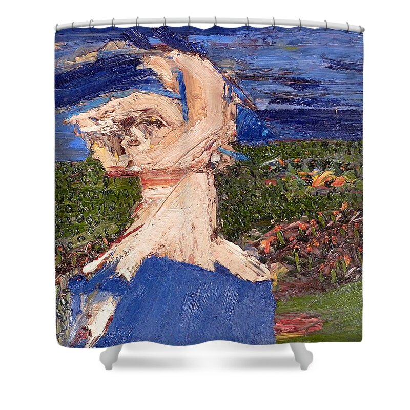  Shower Curtain featuring the painting Farmers Widow by JC Armbruster