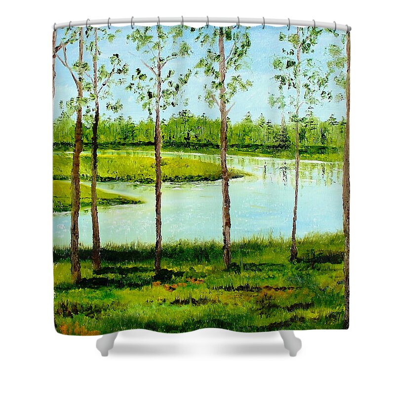 Faver Shower Curtain featuring the painting Faver Dykes by Larry Whitler