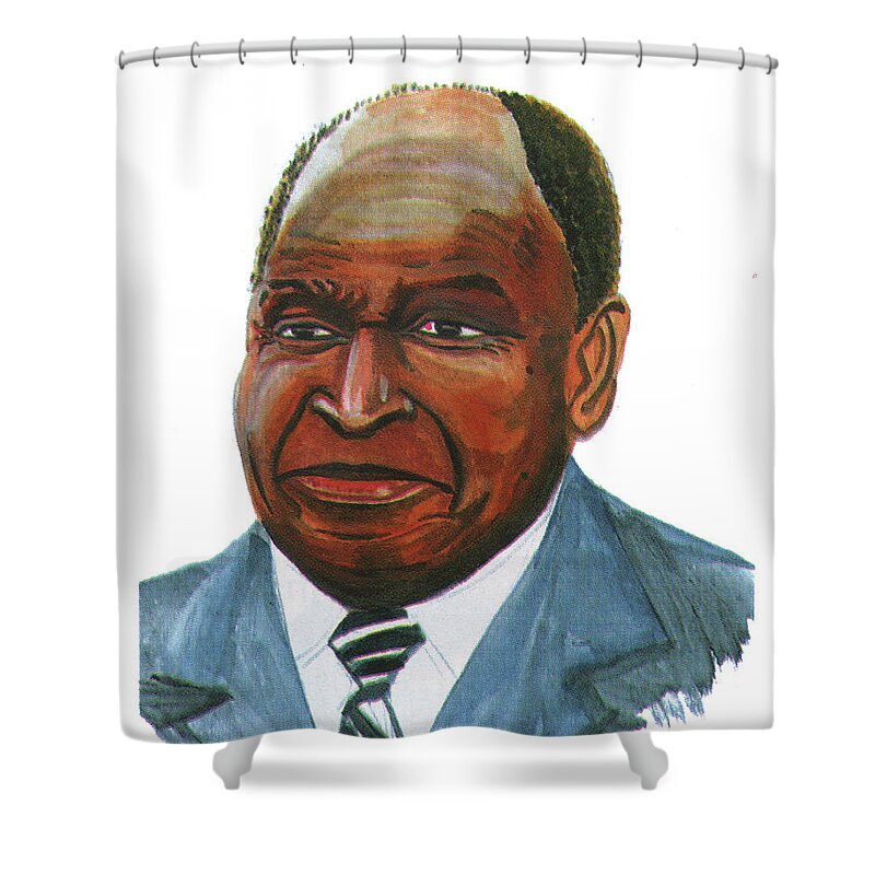 Portraits Shower Curtain featuring the painting Felix Houphouet Boigny by Emmanuel Baliyanga