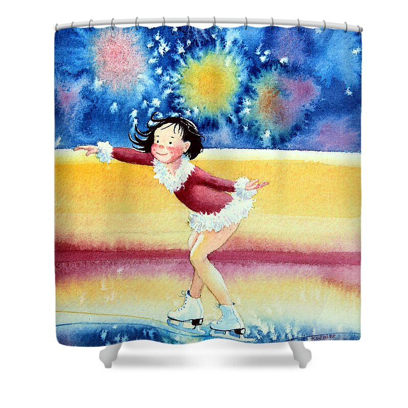 Childrens Book Illustrator Shower Curtain featuring the painting Figure Skater 17 by Hanne Lore Koehler
