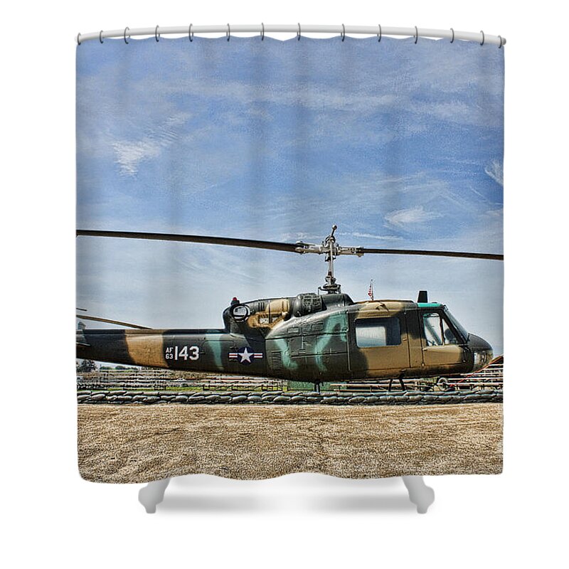 Bell Uh-1 Huey Shower Curtain featuring the photograph Firebase Charlie Romeo by Tommy Anderson