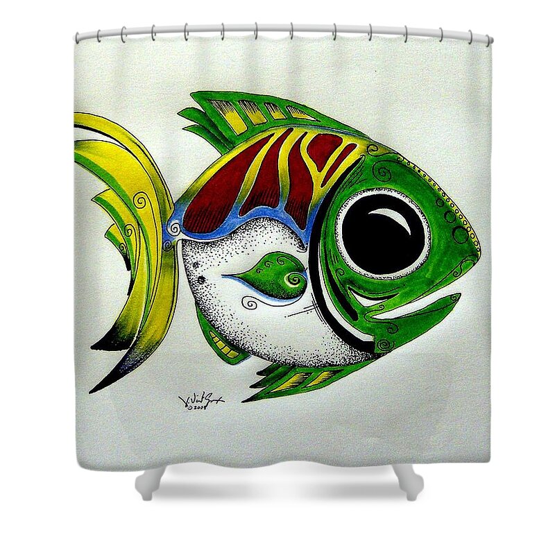 Fish Shower Curtain featuring the painting Fish Study 2 by J Vincent Scarpace