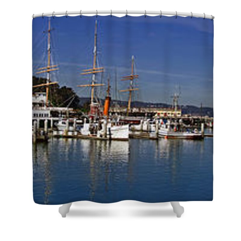 Panoramic Shower Curtain featuring the photograph Fisherman's Wharf by S Paul Sahm