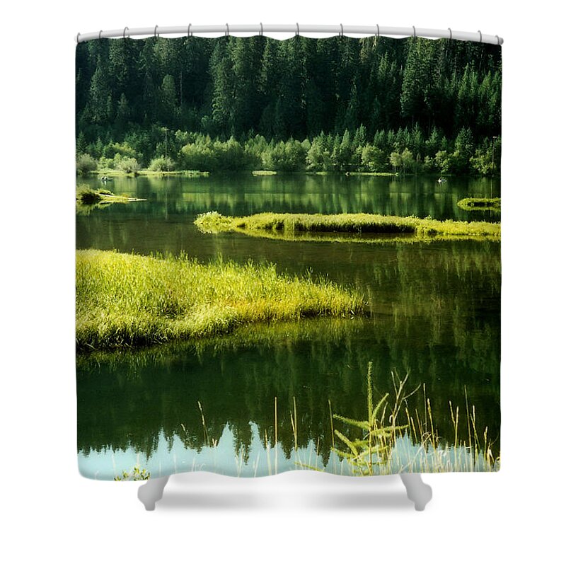 Toketee Shower Curtain featuring the photograph Fishing The Still Water by KATIE Vigil