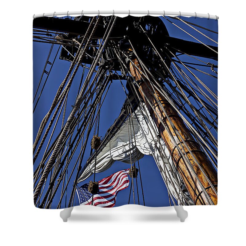 American Shower Curtain featuring the photograph Flag In The Rigging by Garry Gay
