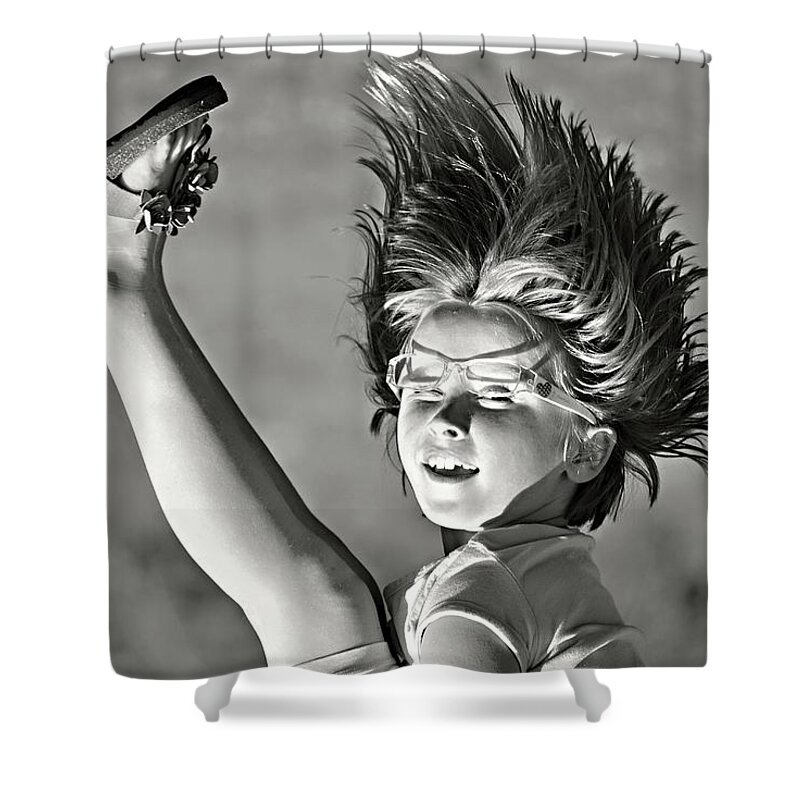 Girl Shower Curtain featuring the photograph Flipped by Marysue Ryan