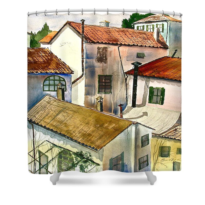 Florence Shower Curtain featuring the painting Florentina Sonetina by Frank SantAgata