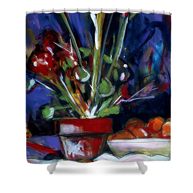 Flower Pot Shower Curtain featuring the painting Flower Pot by John Gholson