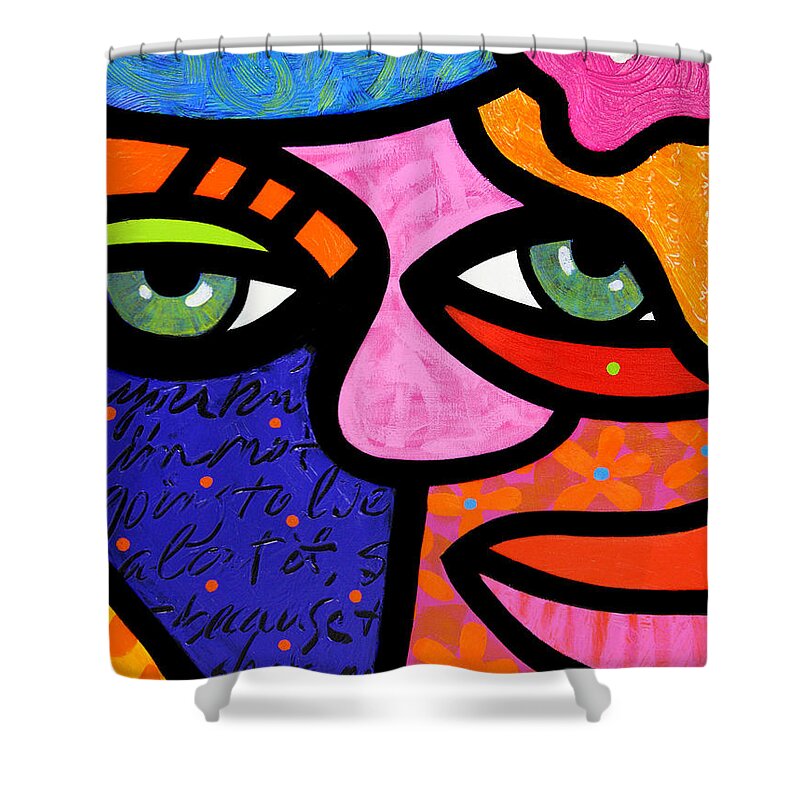 Eyes Shower Curtain featuring the painting Flowers in Her Hair by Steven Scott