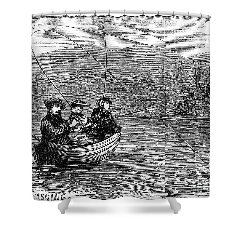 1868 Shower Curtain featuring the photograph Fly Fishing, 1868 by Granger