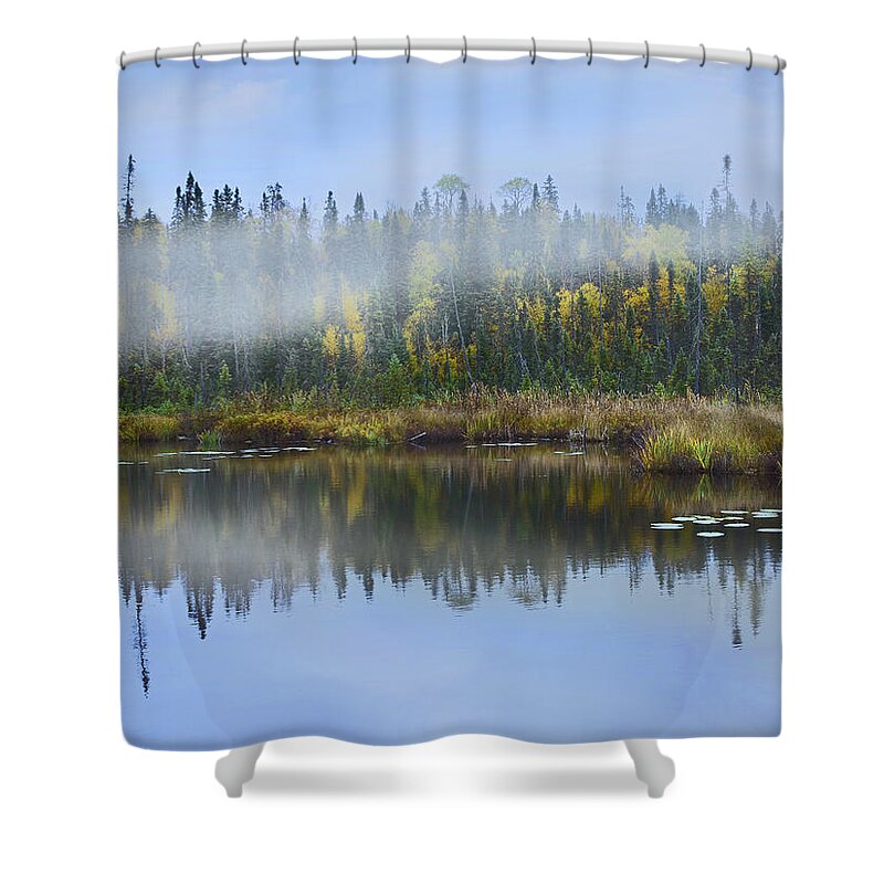 00176925 Shower Curtain featuring the photograph Fog Over Lake Ontario Canada by Tim Fitzharris