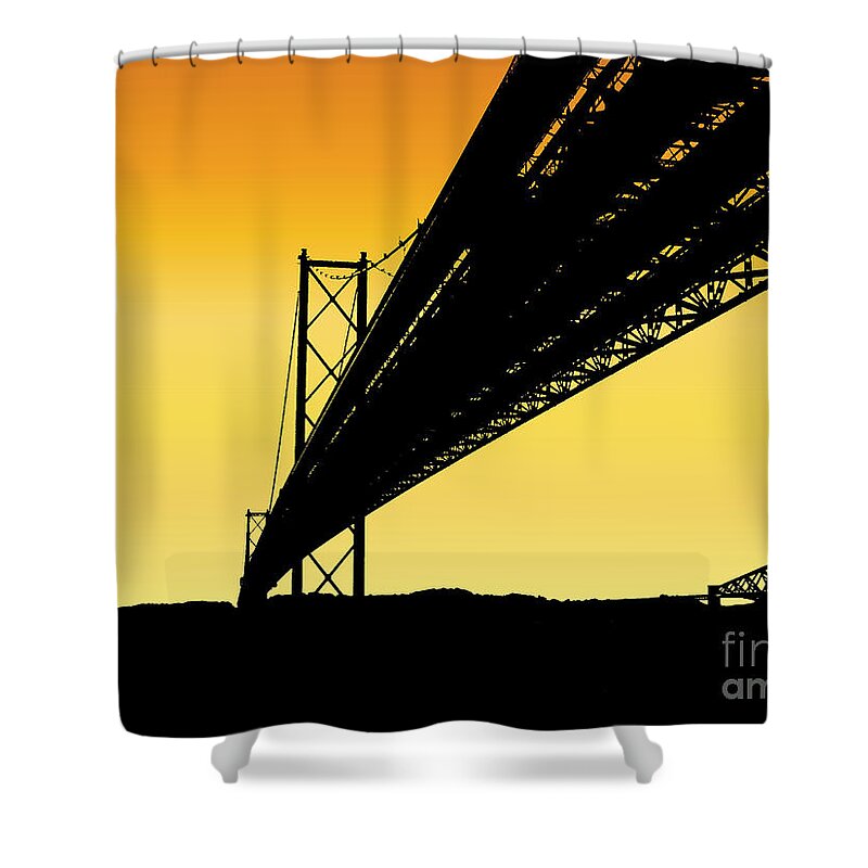 Forth Bridges Silhouette Shower Curtain featuring the photograph Forth Bridges Silhouette by Yvonne Johnstone