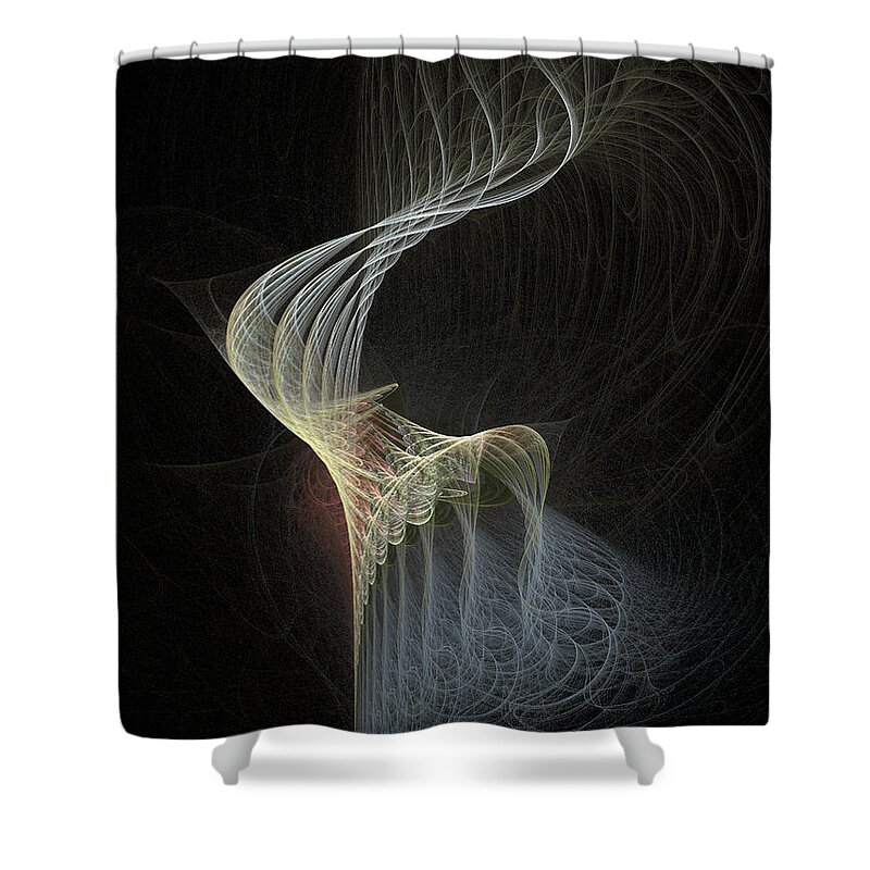 Abstract Shower Curtain featuring the digital art Fractal Bonnet by Ann Garrett