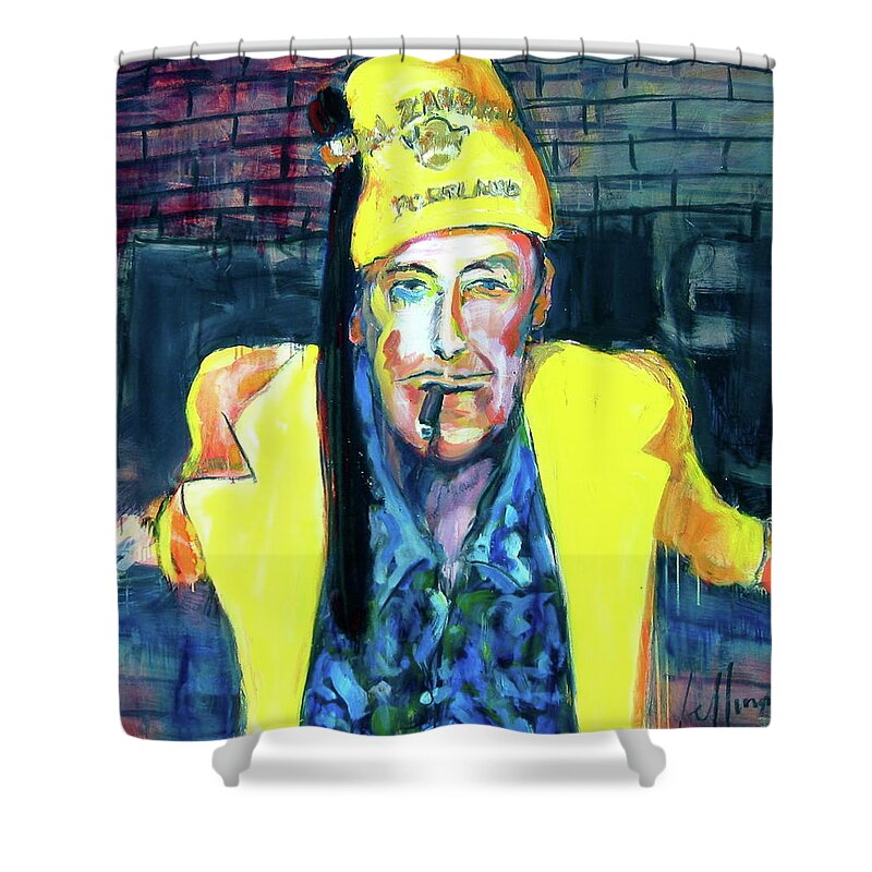 Portraits Shower Curtain featuring the painting Frankie Delboo by Les Leffingwell