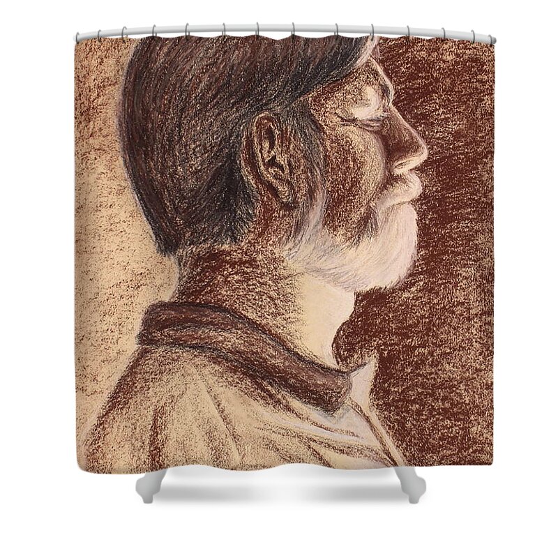 Man Shower Curtain featuring the pastel Friend 4 by Kume Bryant