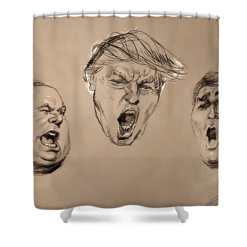 Rush Limbaugh Shower Curtain featuring the drawing From my Animal Collection Book by Ylli Haruni