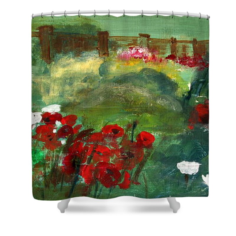 Paintings Shower Curtain featuring the painting Garden View by Julie Lueders 