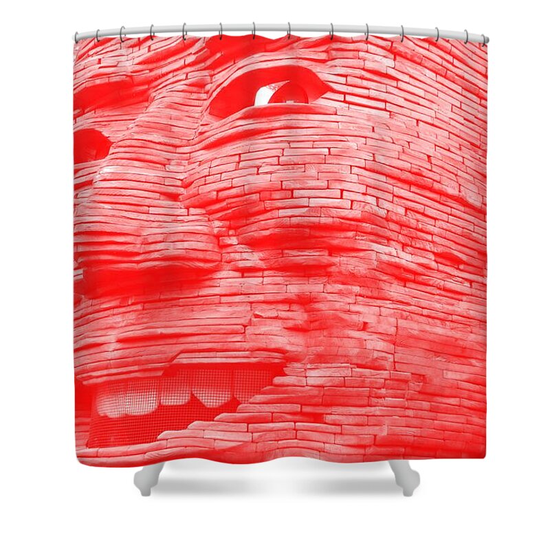 Architecture Shower Curtain featuring the photograph GENTLE GIANT in NEGATIVE RED by Rob Hans