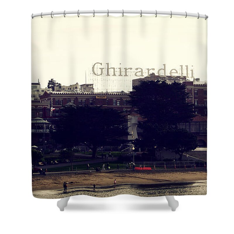 Ghirardelli Shower Curtain featuring the photograph Ghirardelli Square by Linda Woods