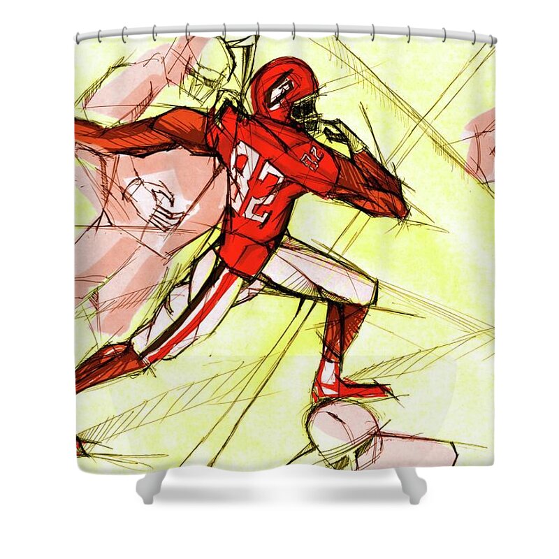 Uga Football Shower Curtain featuring the painting Go For It by John Gholson