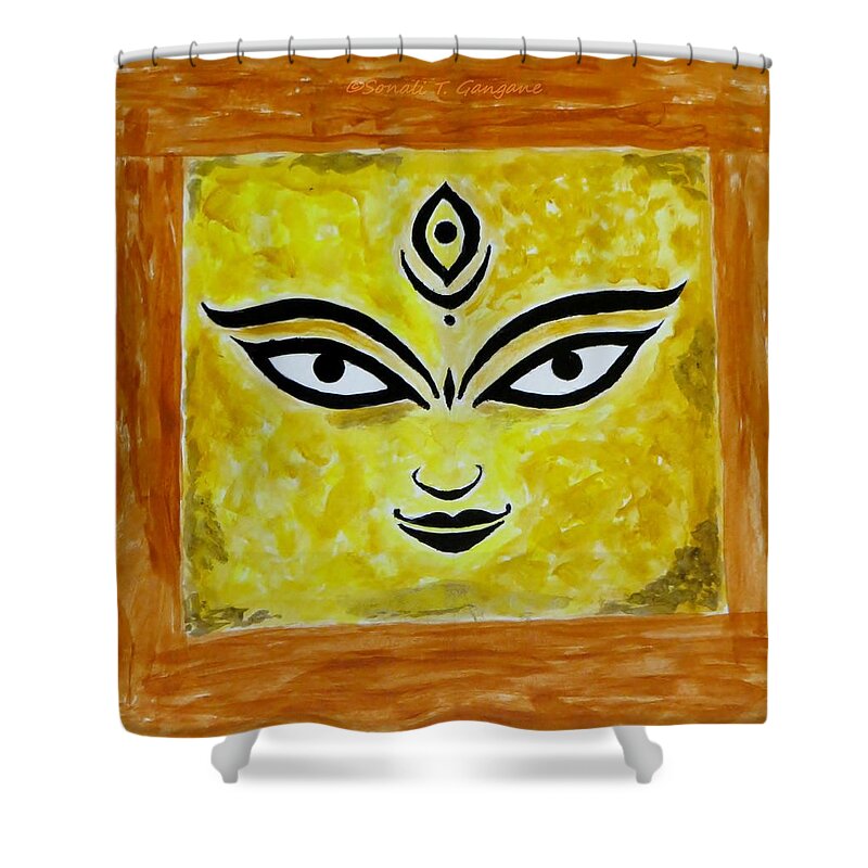 Goddess Kali Shower Curtain featuring the painting Goddess Kali by Sonali Gangane