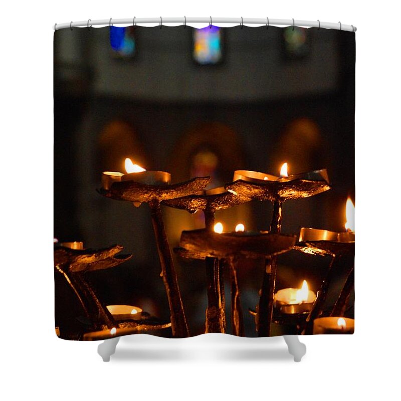 Candles Shower Curtain featuring the photograph Golden lights by Dany Lison