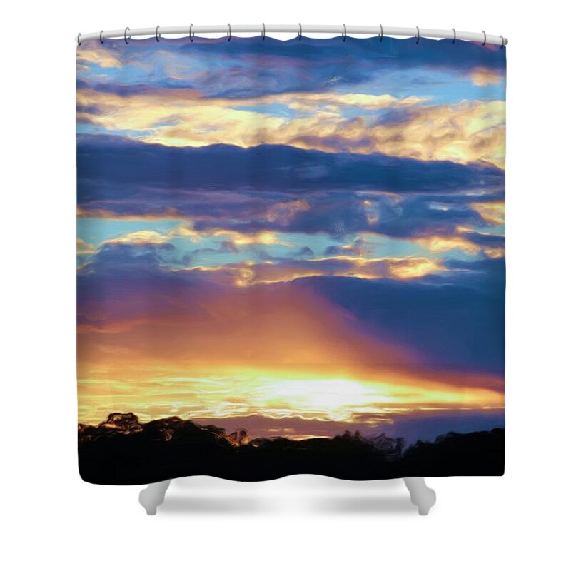 Grand Canyon Shower Curtain featuring the photograph Grand Canyon Sky Over Treetops by Heidi Smith