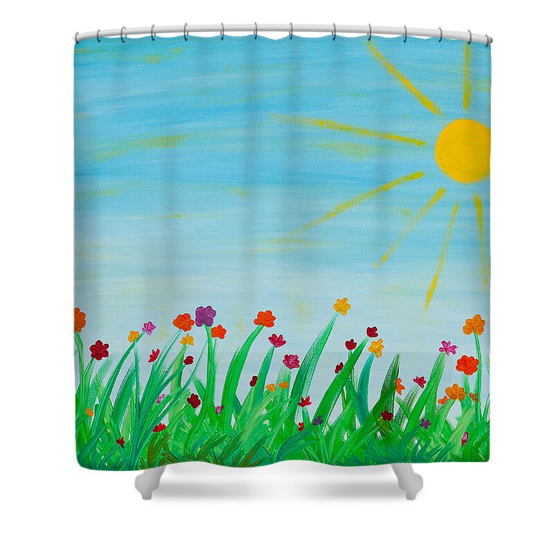 Sun Shower Curtain featuring the painting Great Day by Hagit Dayan