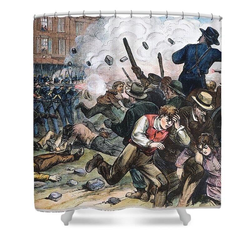 1877 Shower Curtain featuring the photograph Great Railroad Strike, 1877 by Granger