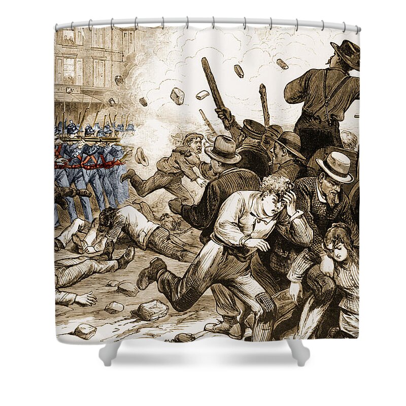 B&o Shower Curtain featuring the photograph Great Railroad Strike 1877 by Photo Researchers