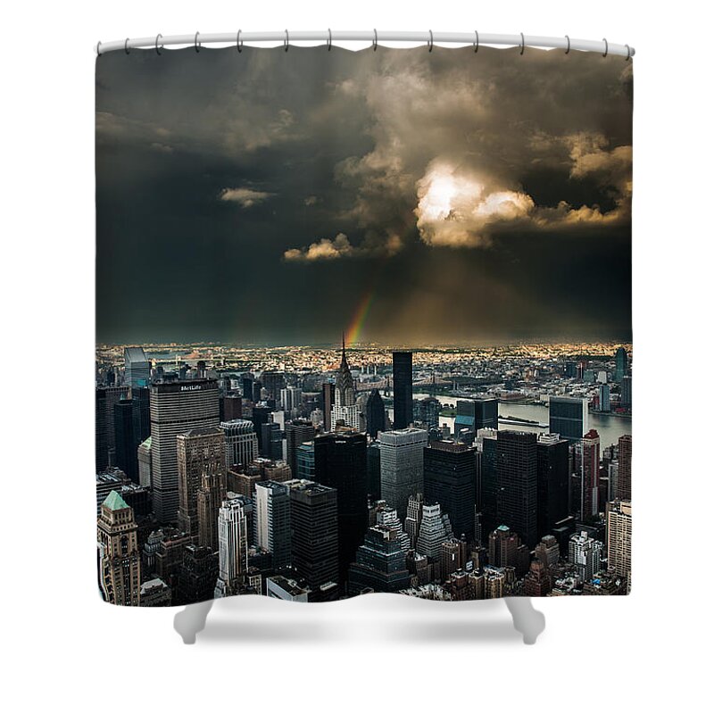 Manhatten Shower Curtain featuring the photograph Great Skies over Manhattan by Hannes Cmarits