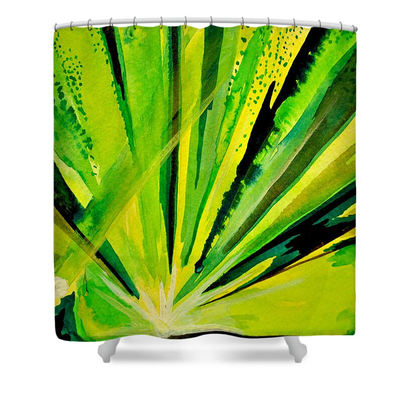 Umphrey's Mcgee Shower Curtain featuring the painting Green of UM by Patricia Arroyo