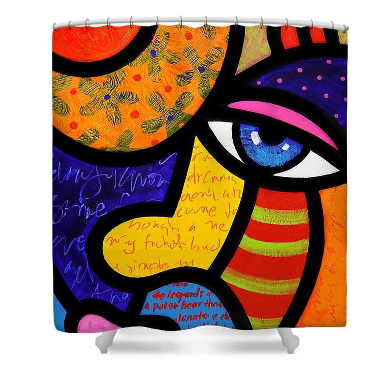 Eyes Shower Curtain featuring the painting Gretchen Buys a Hat by Steven Scott