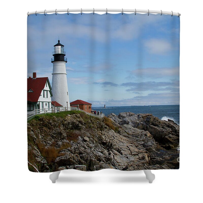 Lighthouse Shower Curtain featuring the photograph Guarding Ship Safety by Sue Karski