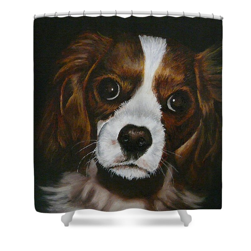 Puppy Shower Curtain featuring the painting Harley by Vic Ritchey