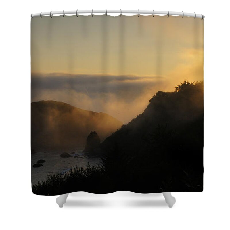 Panorama Shower Curtain featuring the photograph Harris Beach Sunset Panorama by Mick Anderson