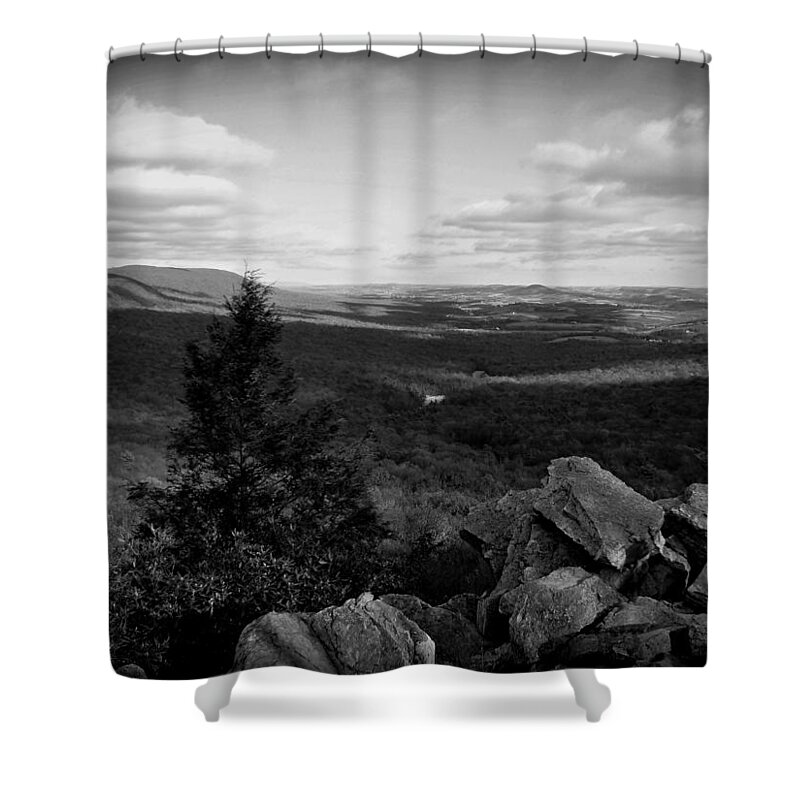 Hawk Mountain Shower Curtain featuring the photograph Hawk Mountain Sanctuary BW by David Dehner