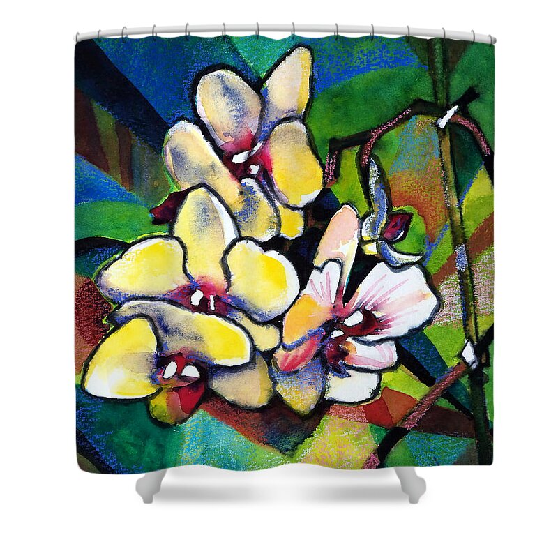 Paintings Shower Curtain featuring the painting Heart of the Orchid by Kathy Braud