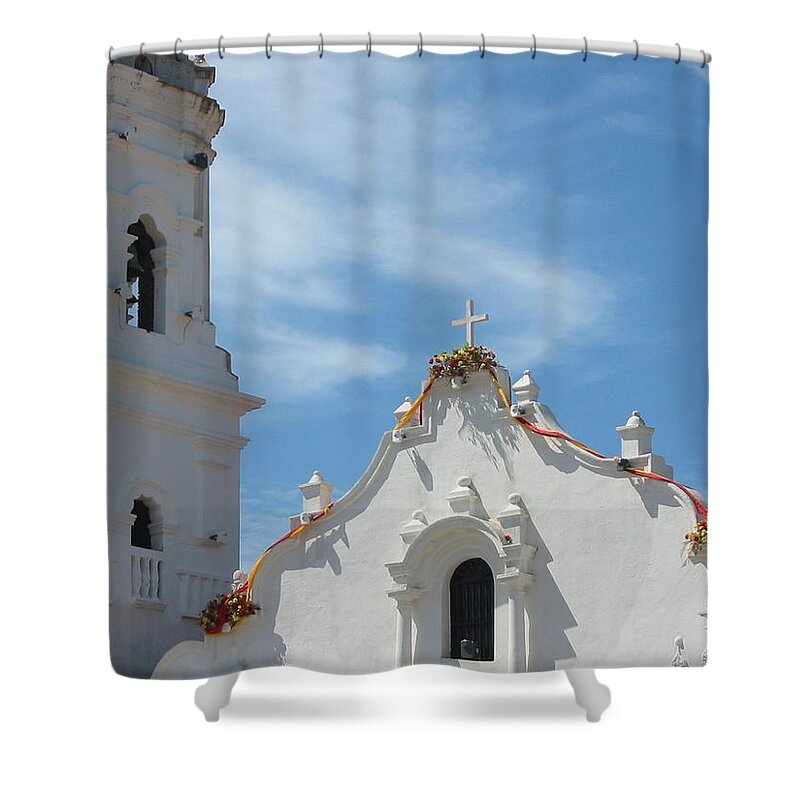 Panama Shower Curtain featuring the photograph Heavenly Roofline by Julia Springer
