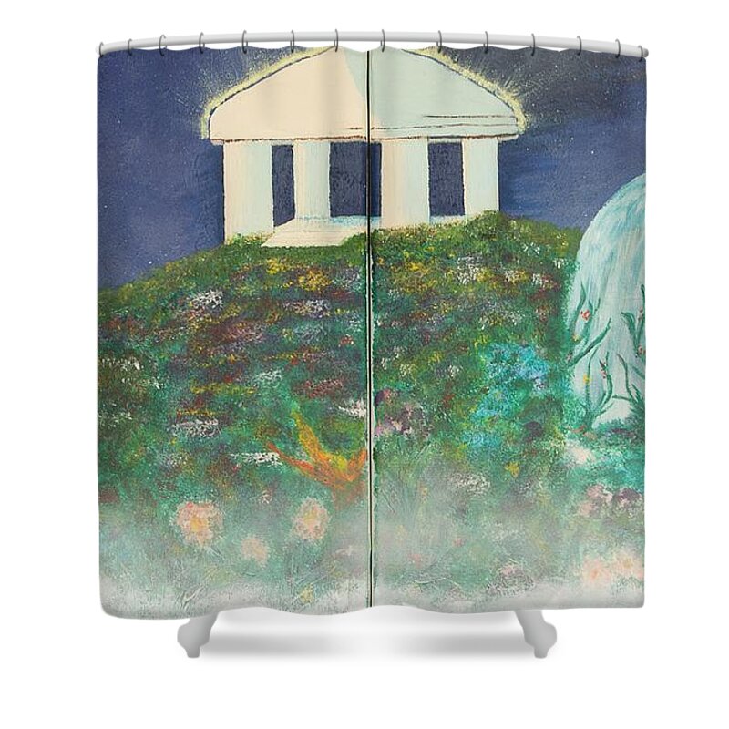 Heaven Shower Curtain featuring the painting Heavens Gate by Cynthia Morgan