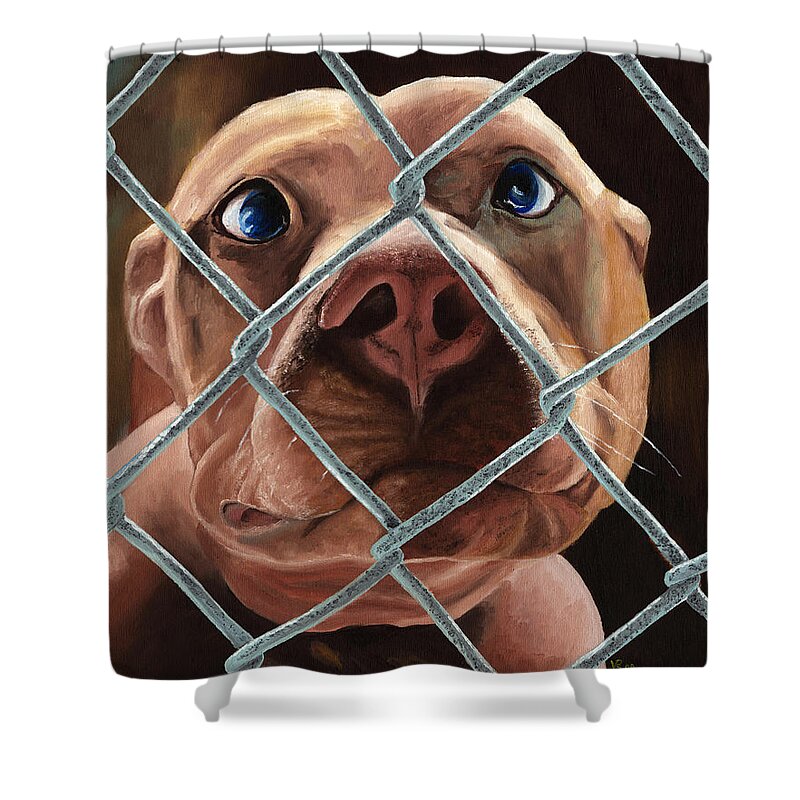 Pet Shower Curtain featuring the painting Help Release Me III by Vic Ritchey