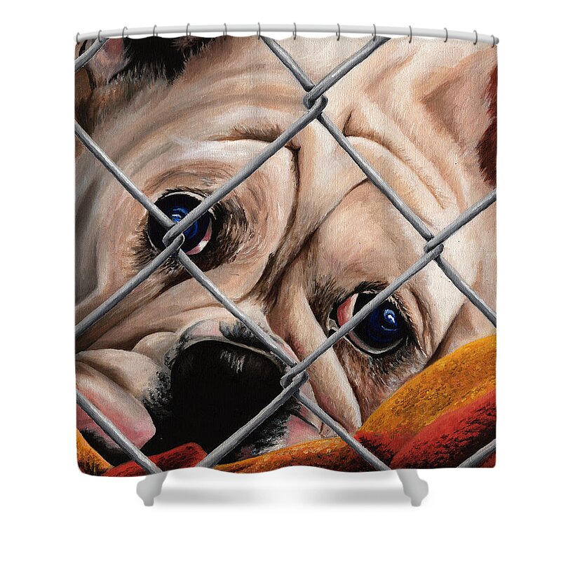 Pet Shower Curtain featuring the painting Help Release Me IV by Vic Ritchey