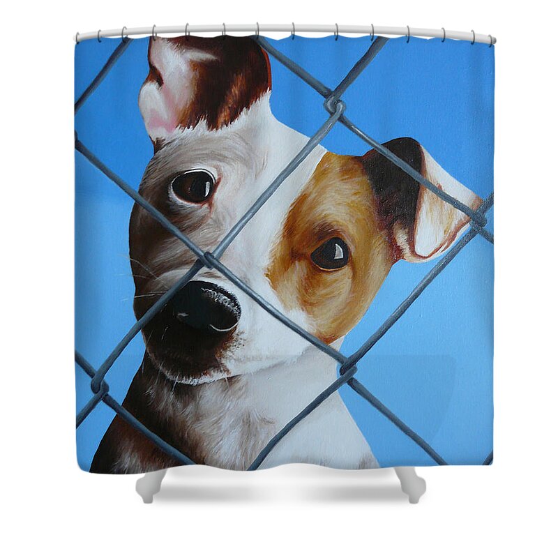 Pet Shower Curtain featuring the painting Help Release Me VI by Vic Ritchey