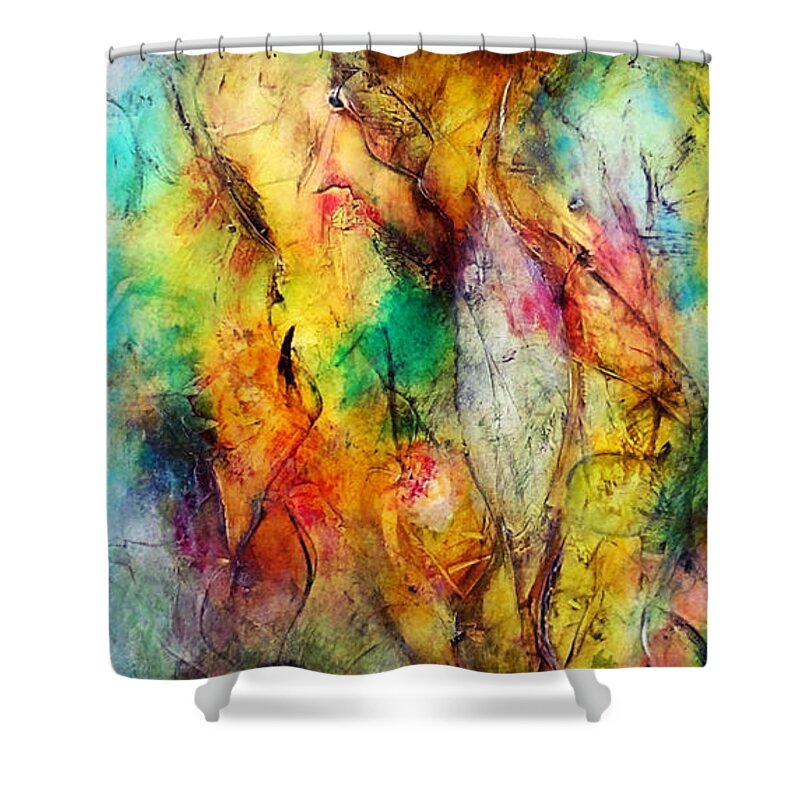 Abstract Shower Curtain featuring the painting Hermoso by Katie Black