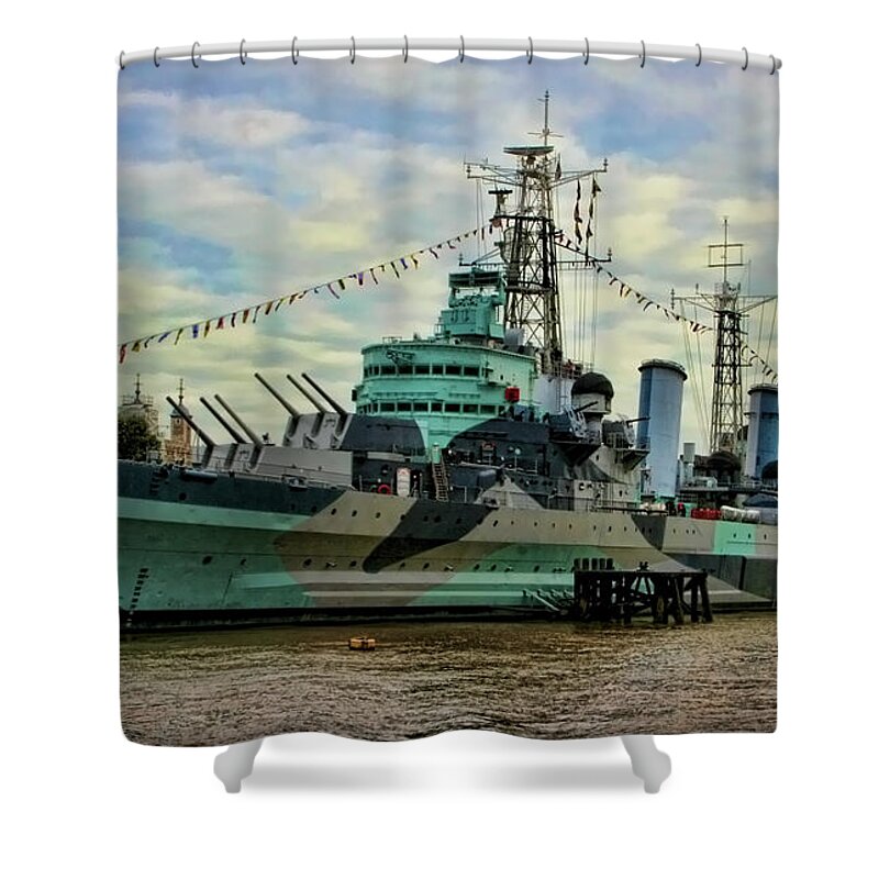 Hms Belfast Shower Curtain featuring the photograph HMS Belfast by Heather Applegate